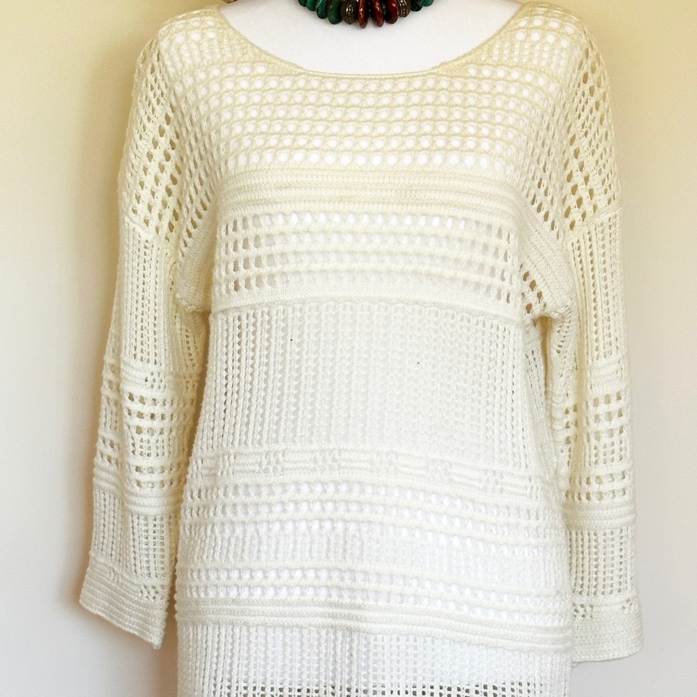 Old Navy See-through Cream-color Sweater Tunic